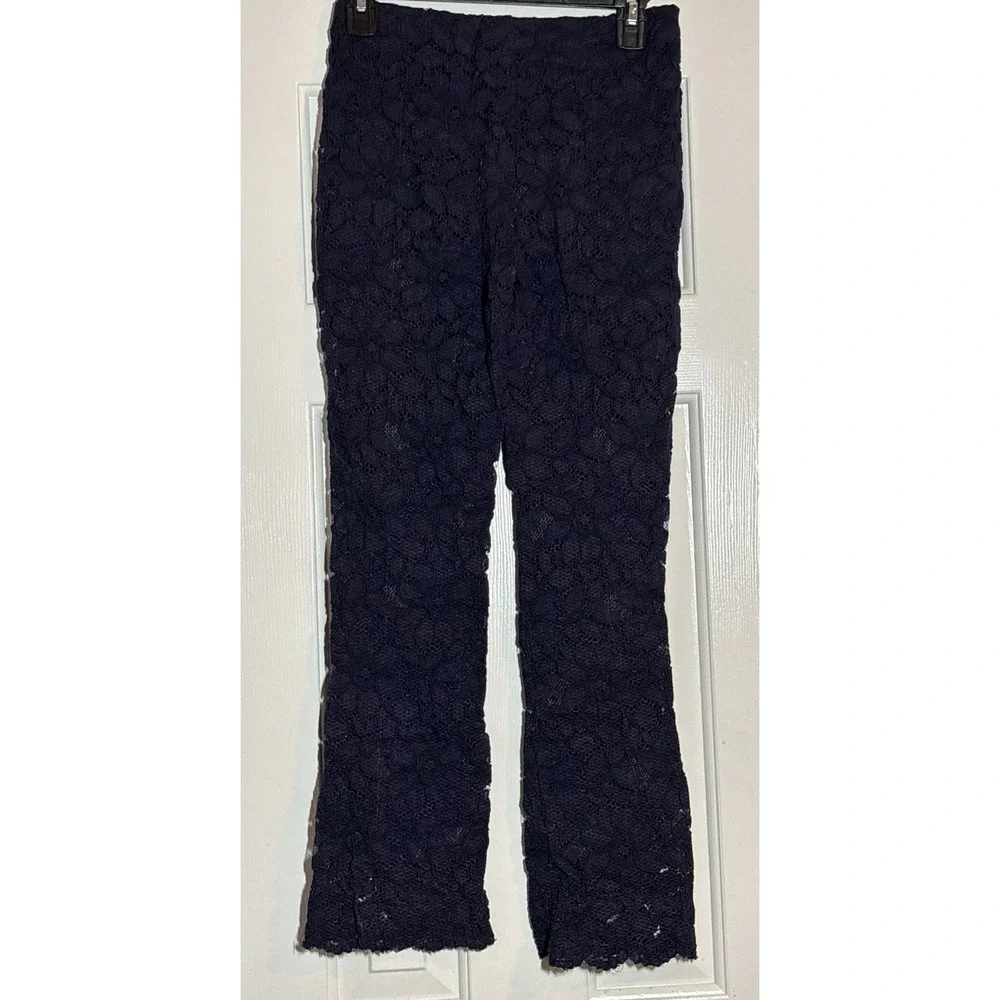 Free People Womens Pants Size XS Wild Laces Pull On Crop Flare Blue Lined Floral